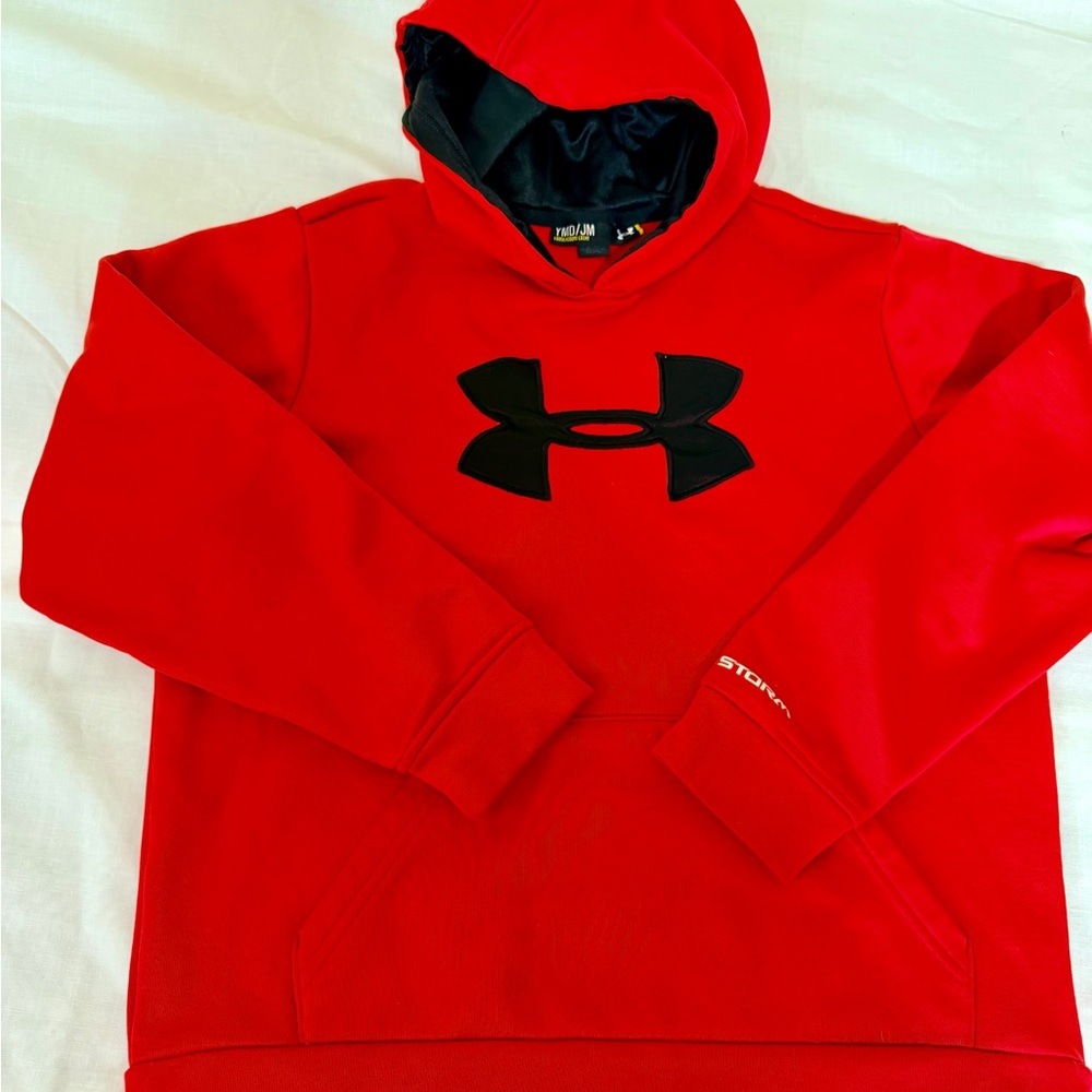 Under Armour Youth Medium Loose fit Red and Black Hoodie - EUC